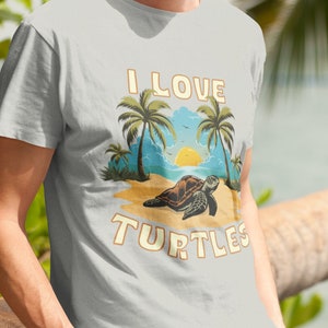 Artful Sea Turtle Lover Shirt, Reptile sea creature gift, Save the turtles, Sustainable, Eco-Friendly, I Love Turtles, Terrapin, Unisex Athletic Heather