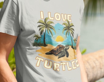 Artful Sea Turtle Lover Shirt, Reptile sea creature gift, Save the turtles, Sustainable, Eco-Friendly, I Love Turtles, Terrapin, Unisex