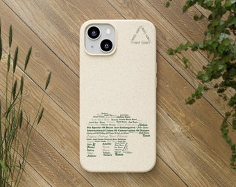 Endangered Bear Word Art Animal Activist Gift, Animal Rights Activist Phone Case Present, Biodegradable Beige Animal Activism iPhone Samsung