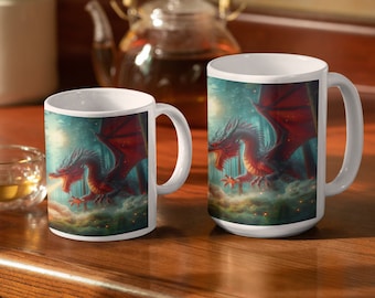 Black Dragon Mug, Evil Dragon Burning Forest Mug, Chaos Dragon of Death and Destruction, Malevolent Killer of Men and Kings, 11 or 15 oz mug