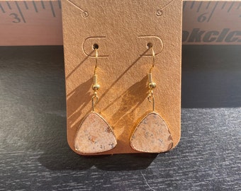 Gold Jasper Stone Triangular Dangling Earrings