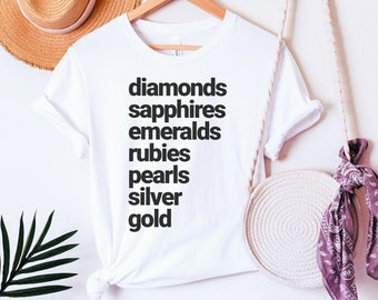 Chemise de bijoutier, t-shirt en or avec diamants, t-shirt à manches courtes unisexe pour amoureux des bijoux
