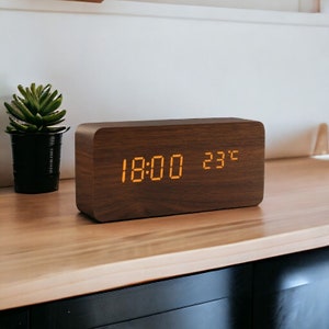 Wooden Alarm Clock LED Clock Digital Clock Wooden Clock Night Clock Table Clock Home Decoration Digital Alarm Bedside Clock Home Gift