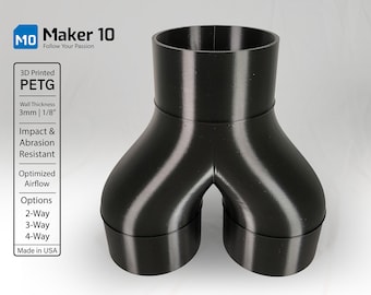 4" Splitter Duct Connector: Woodwork Dust Collection, Optimized Airflow, 3D Printed Solid PETG
