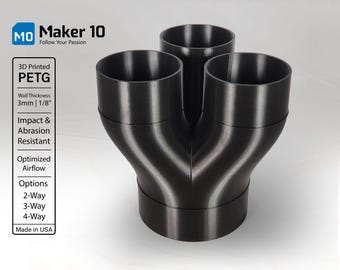 4" to 6" Duct Splitter: 3D Printed PETG Connector for Woodworking Dust Collection