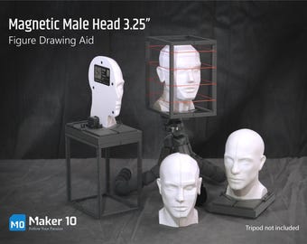 3D Printed Magnetic Male Head Sculpture, Figure Drawing Aid