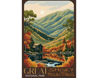 The Great Smoky Mountains Travel Poster, Print, Decor, National Park,