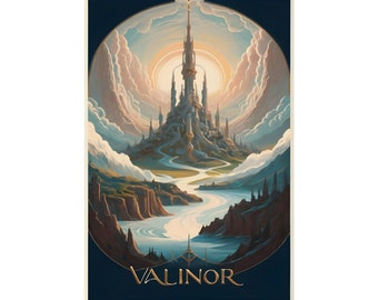 Valinor Travel Poster, Fantasy Print, Decor