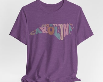 Short Sleeve Tee, North Carolina, NC map, Boho N.C, retro design,  NC lover, gift for her, gift for him, graduation gift