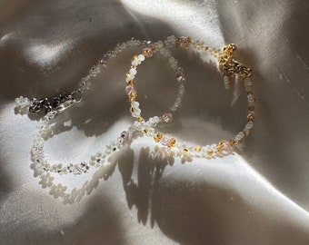 Princess Bloom | Crystal Daisy Beaded Bracelet | Handmade Dainty Flower Jewelry | Adjustable Glass Beads
