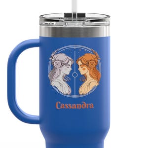 Personalized Gemini women Travel Mug 20 oz Gemini Design Zodiac Gift for Coffee Lovers Personalized Mug for Birthdays Unique Astrology Mug