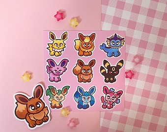 Mini Eeveelutions 4 x 4" mat vinyl stickervel