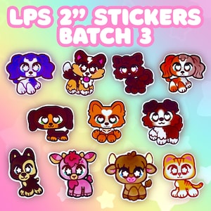 Adesivos de vinil brilhantes Littlest Pet Shop de 2"