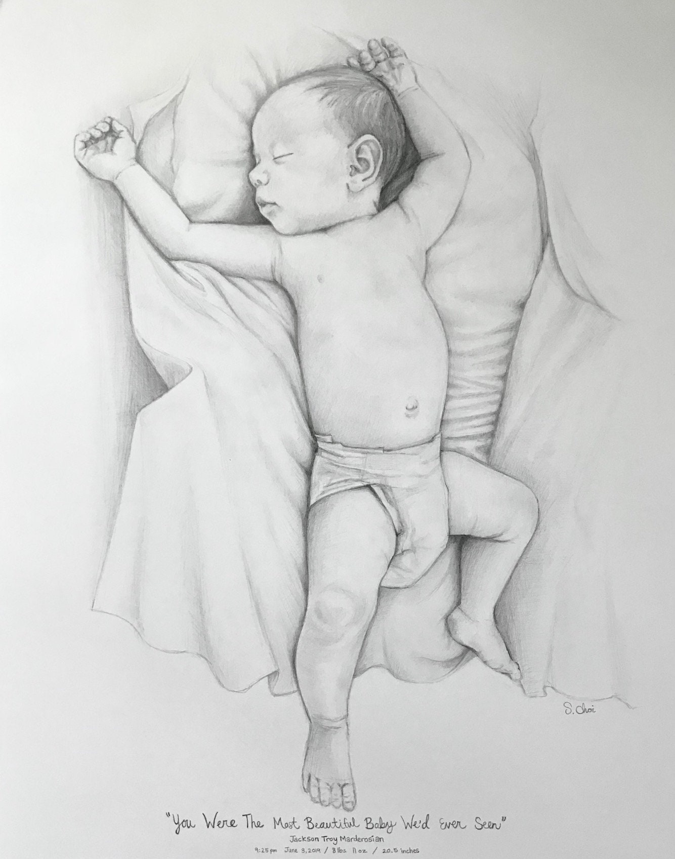 Custom Hand Drawn Portrait - Graphite Drawing From Photo - Perfect ...