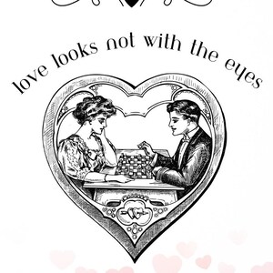 Tarjeta de aniversario imprimible "El amor no se ve con los ojos"