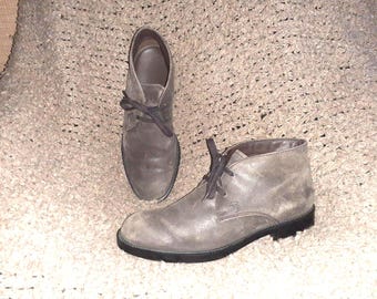 TOD’S-Gray/Brown Oiled Leather/Nubuck-Chukka Boots-UK 6.5-7. 5 Men-9 Women-NM