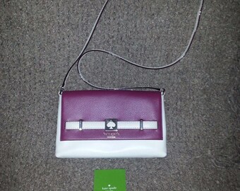 KATE SPADE-Loula-Houston Street-Crossbody-Leather-Plum & Cream-NWT
