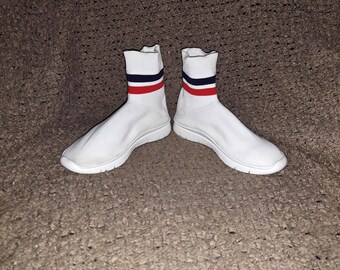 JOSHUA SANDERS-Joshuas Jump High Too Sock Sneakers-White-Sz 35-Excellent