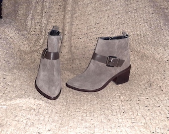 ALLSAINTS-Jason Bootie-Mink Brown-Suede-Side Zip-Sz 36.5-NWOB