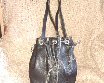 Stone Ridge-Genuine Thick Black Leather-Backpack-2 Back Straps-1 Top Handle-NM