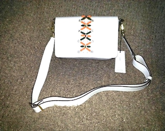 GIANNI CHIARINI-Reginella-Off White Saffiano Leather with Jewel Accents-NWT
