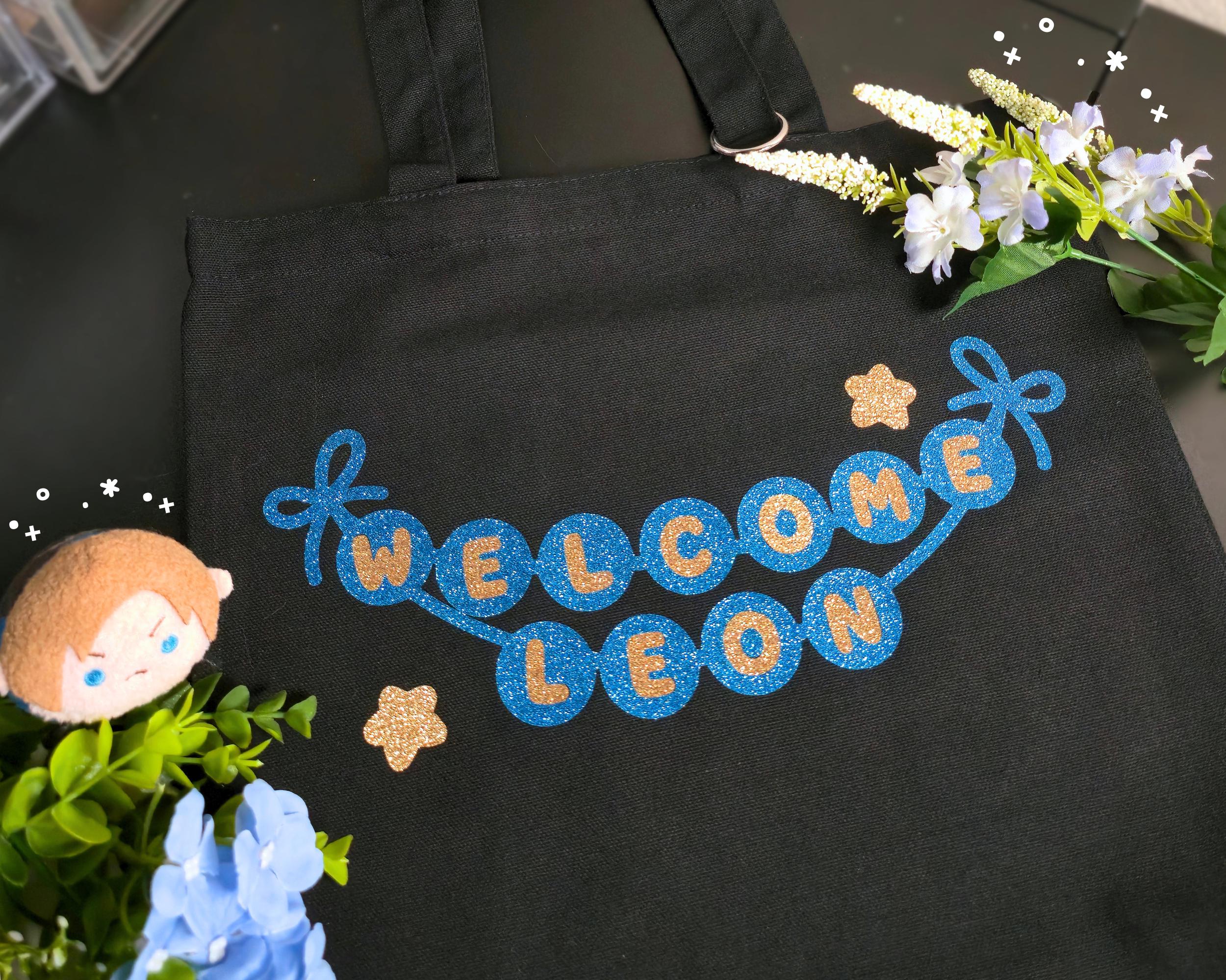 RE2 | Welcome Leon Banner | Handmade Glitter Vinyl Tote | 13.5 X