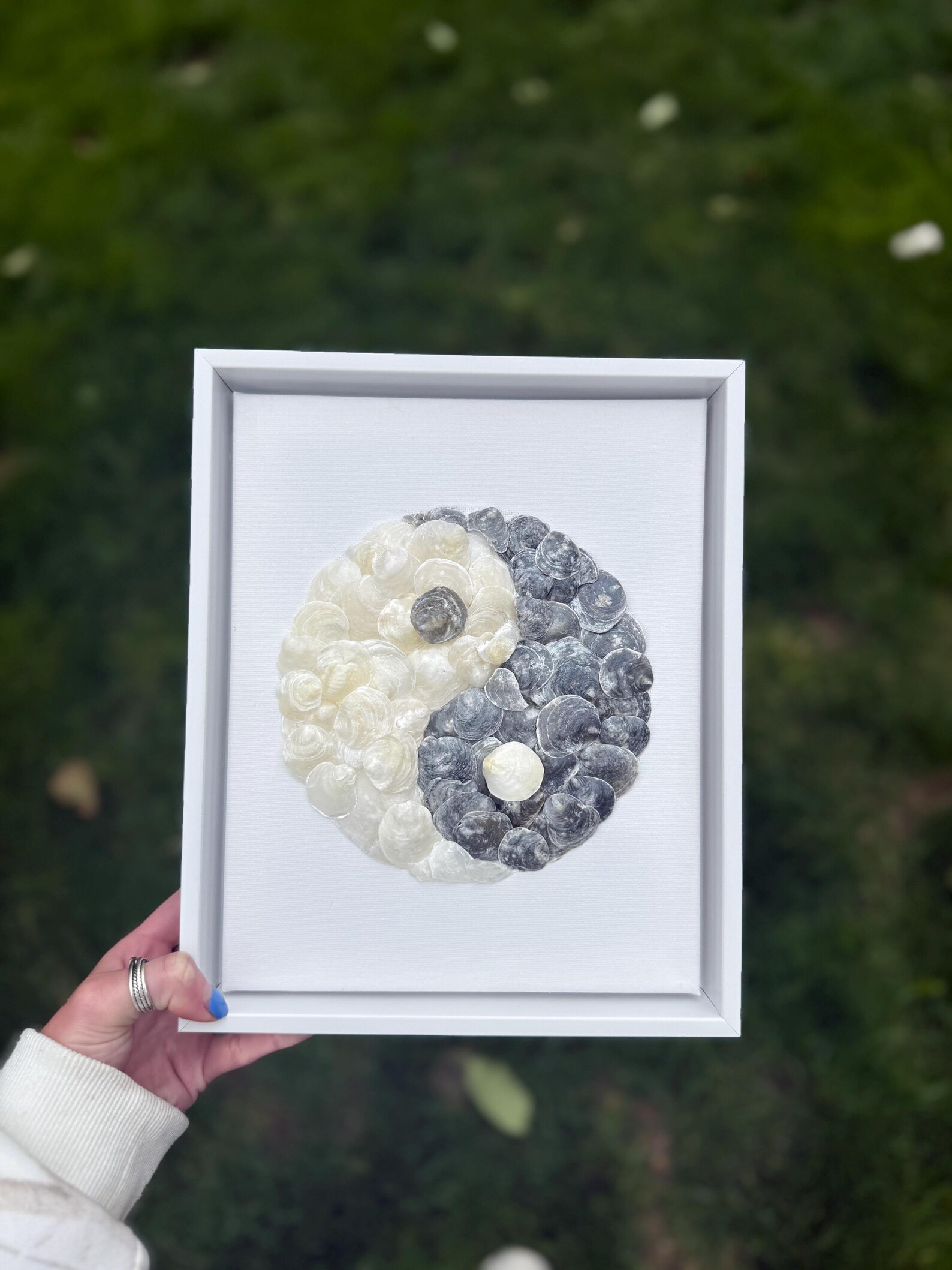 Zen Shell Decor Yin Yang Seashell Art | Handmade Shell Wall Decor | Coastal Zen Home ...