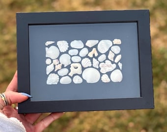 Black & White Shell Shadow Box – Handcrafted Coastal Wall Art
