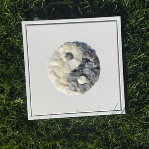 Yin Yang Seashell Art | Coastal Wall Decor | Coastal Zen Home Decor | Sanibel Shell Art | Coastal Zen Wall Decor