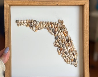 Florida Shell Art | Handmade Seashell State Wall Decor | Coastal Home Accent | Beach House Gift | Natural Shell Map