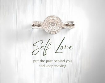 Self Love White Gold Ring, Circle Ring, Statement Ring, Mothers Day Gift, Gift for her, Proposal Ring, Fashion Jewelry Ring