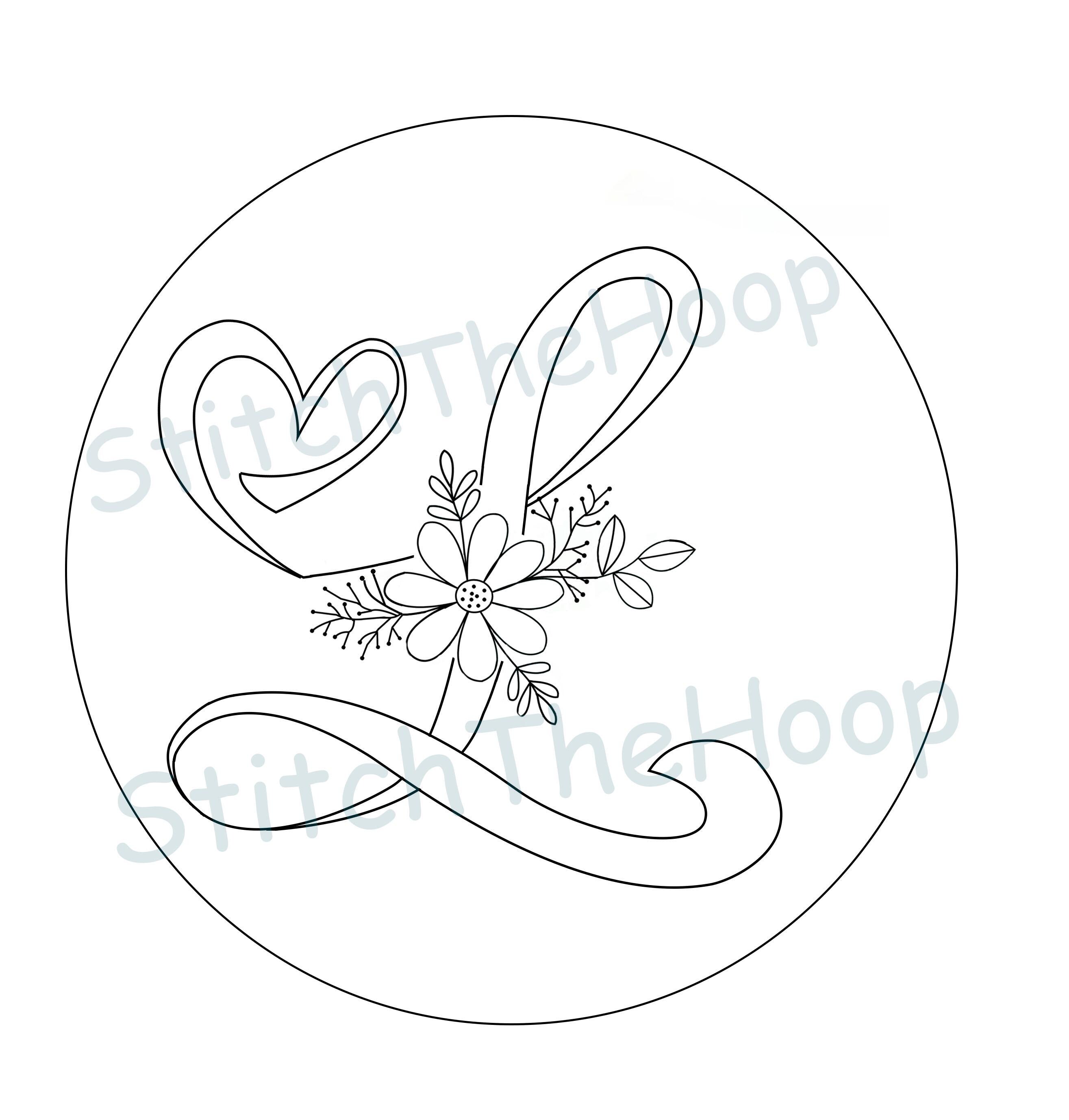 Floral Letter L Embroidery Pattern: DIY Craft (digital PDF) - Etsy