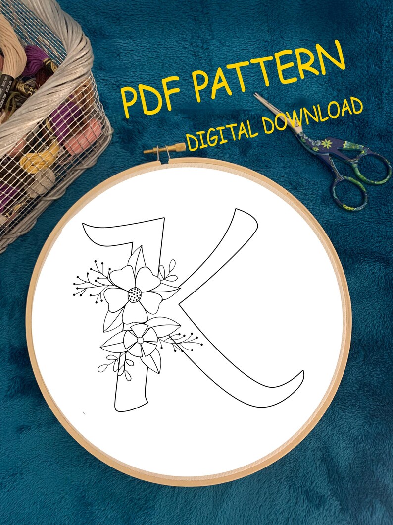 Floral Alphabet Hand Embroidery Pattern: 26 Letters (PDF Pattern) - Etsy
