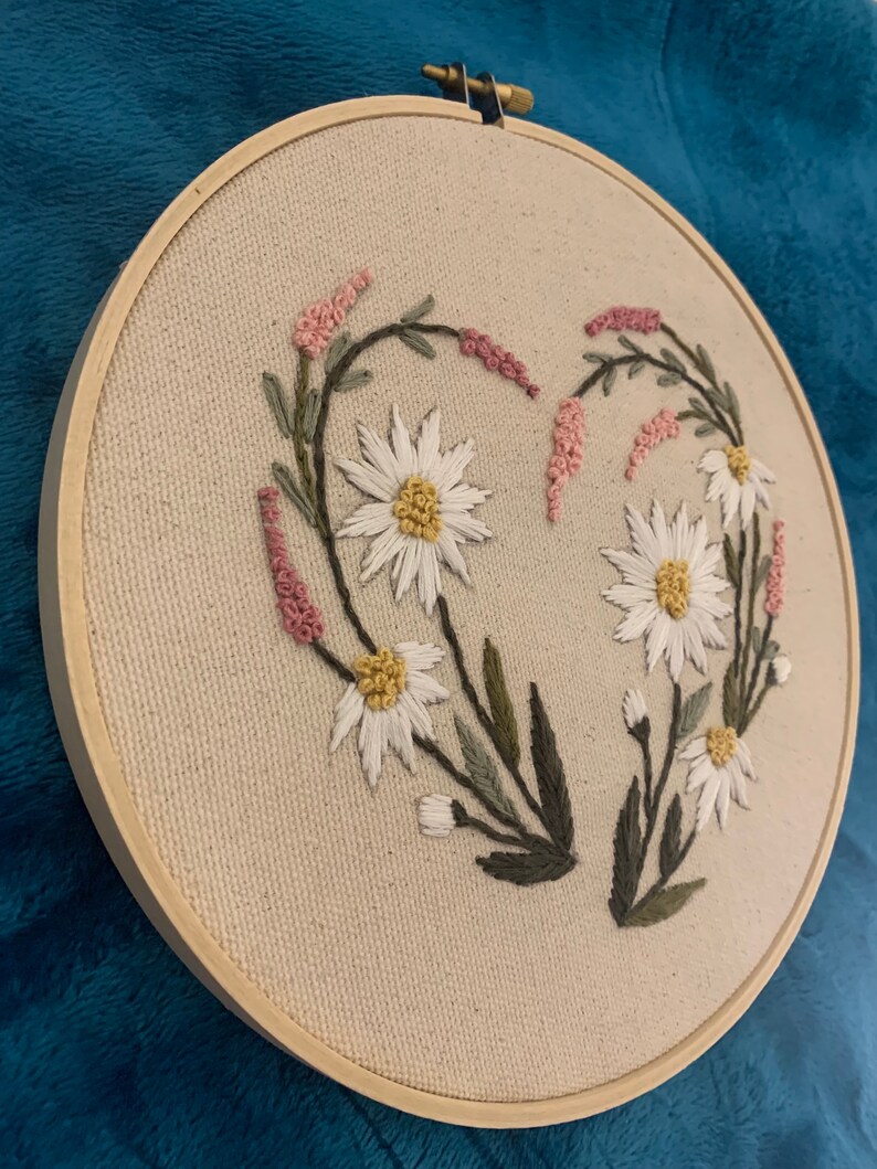 Floral Heart Hand Embroidery Pattern PDF Download DIY Gift Valentine ...