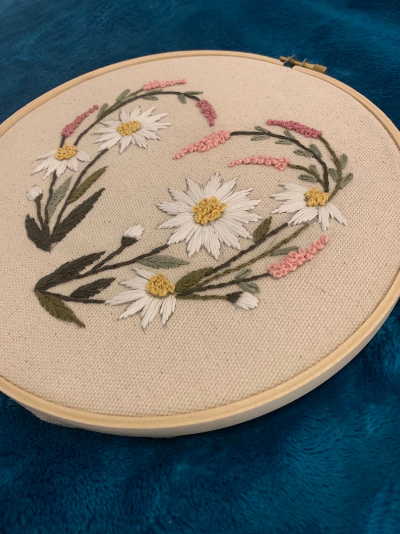 Floral Heart Hand Embroidery Pattern PDF Download DIY Gift Valentine ...