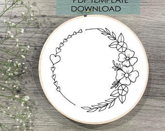 Borduurpatroon bloemenkrans: hart en bloemenrand (pdf-patroon)