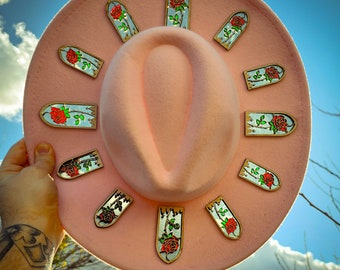 CUSTOMIZE Stained Glass Window Hat - Graveyard Rose - Grisly Chapeau - Sun Catcher - Goth & Witchy Fashion - Memento Mori - Halo Hat