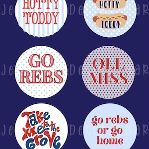 Digital nedladdning av Ole Miss-knappdesigner | 6 Gameday-knappdesigner | 7,5 cm utskrivbara knappar | Rebels Game Day digitala filer