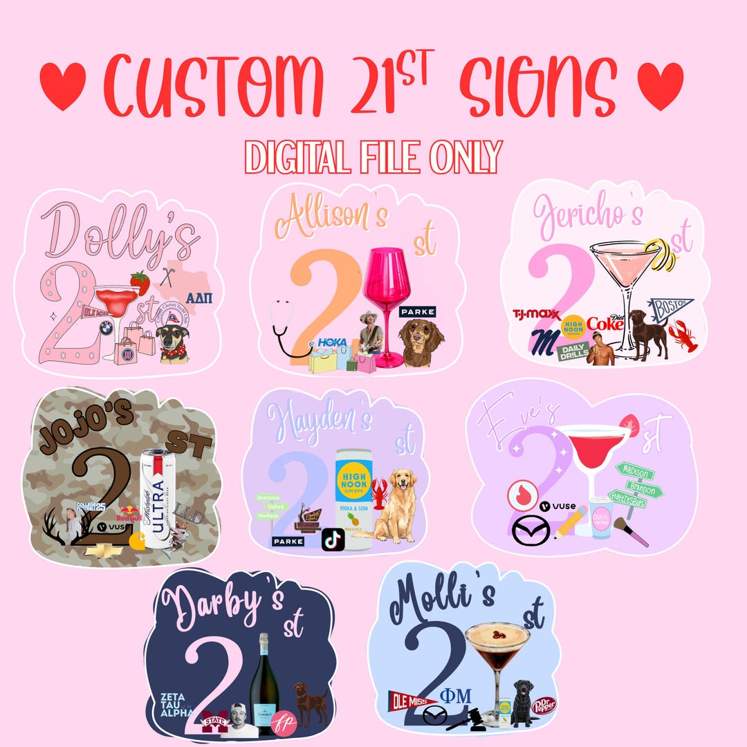 Custom 21st Birthday Sign, Personalized Party Decor (digital Download ...