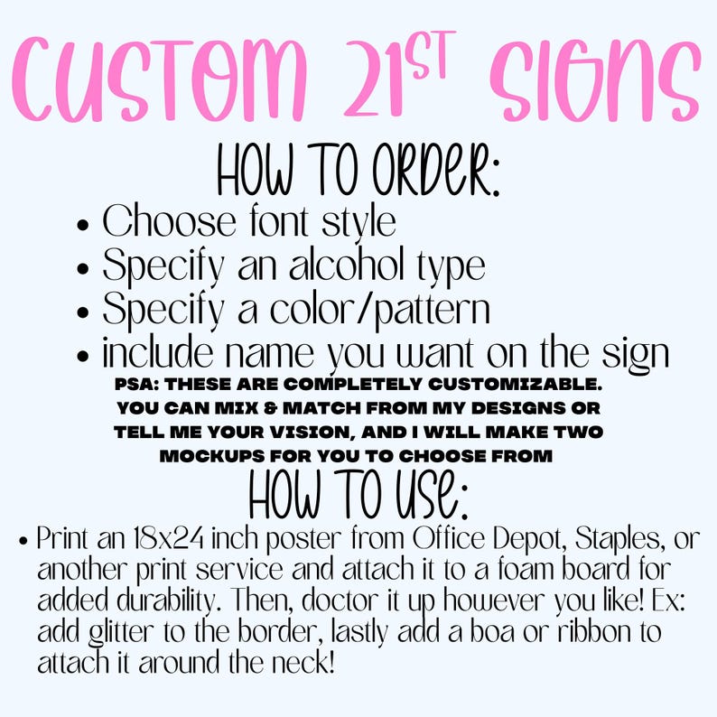 Custom 21st Birthday Party Sign, Printable Decor (digital Download) - Etsy