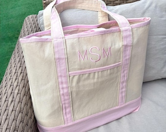 Personalized Embroidered Canvas Tote Bag, Custom Text