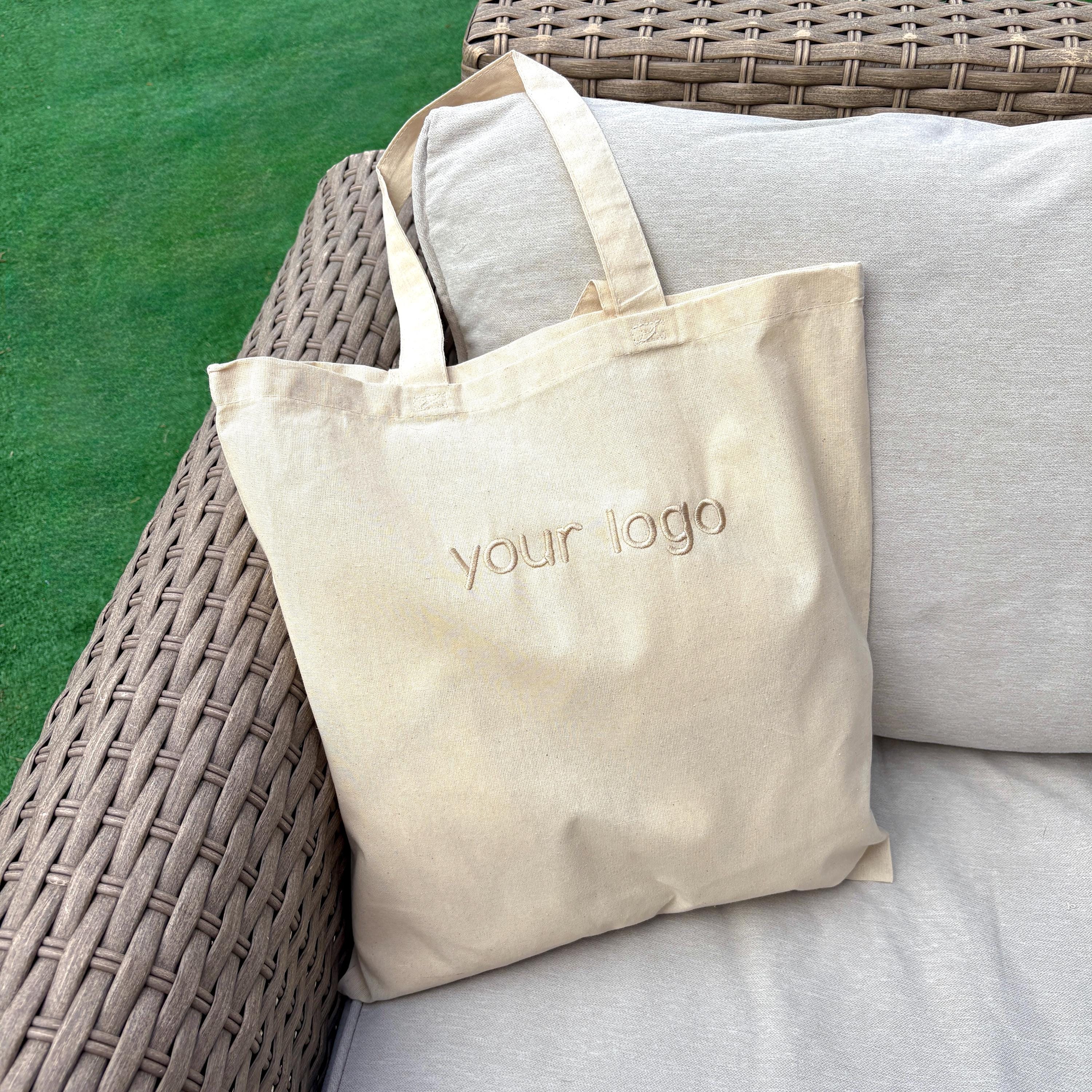 Custom Logo Embroidered Canvas Tote Bag, Personalized Text - Etsy