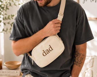 Personalized Belt Bag, Embroidered Crossbody Bag, Father's Day Gift, Custom Text Belt Bag
