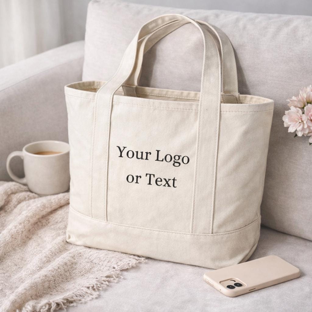 Custom Logo Embroidered Canvas Tote Bag, Personalized Text - Etsy