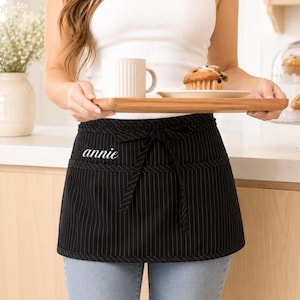 Personalized Waitress Apron | Custom Text Restaurant Apron | Embroidered Cafe Apron for Servers, Baristas & Events