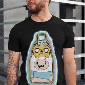 Adventure Time T-shirt original design, Jake, Finn, Beemo. T-shirt Fan Gifts, Cartoon, Vintage T-shirt.