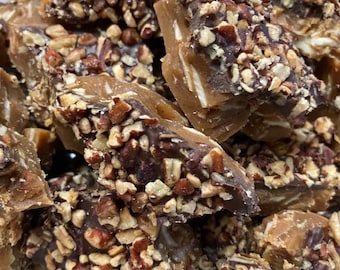 Toffee Caroline's homemade dark chocolate Christmasgift  treat unique gift idea 5 ounce package Valentine’s Day