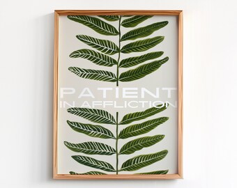 Romans 12:12 | Botanical Bible Verse Art Print | Modern Christian Artwork