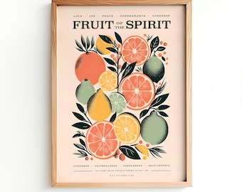 Fruit of the Spirit Wall Art Print - Galatians 5:22 - Bible Verse Art Poster | Modern Christian Wall Decor