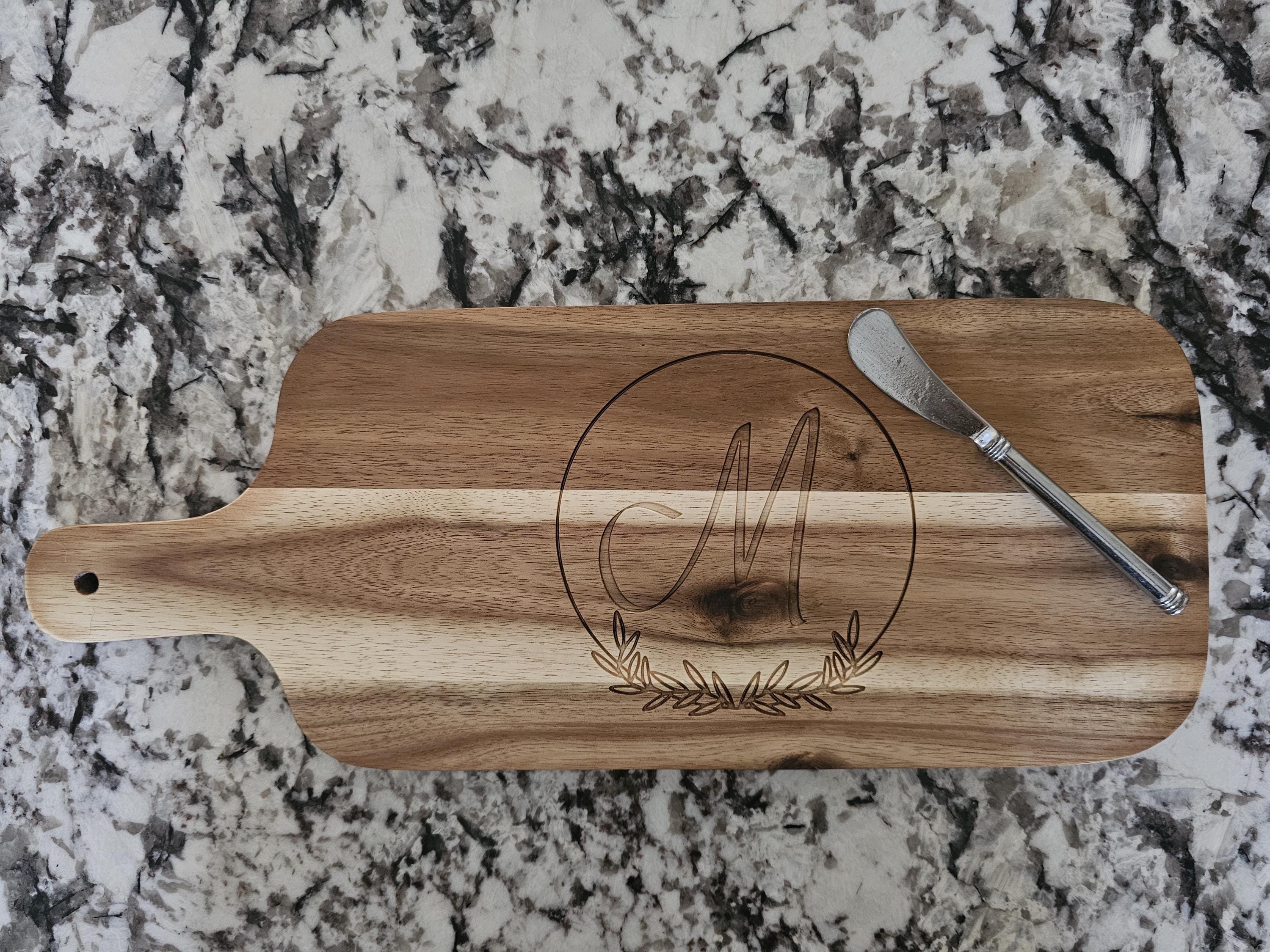 CNC Engraved Acacia Wood Charcuterie Board, Personalized Wedding Gift ...